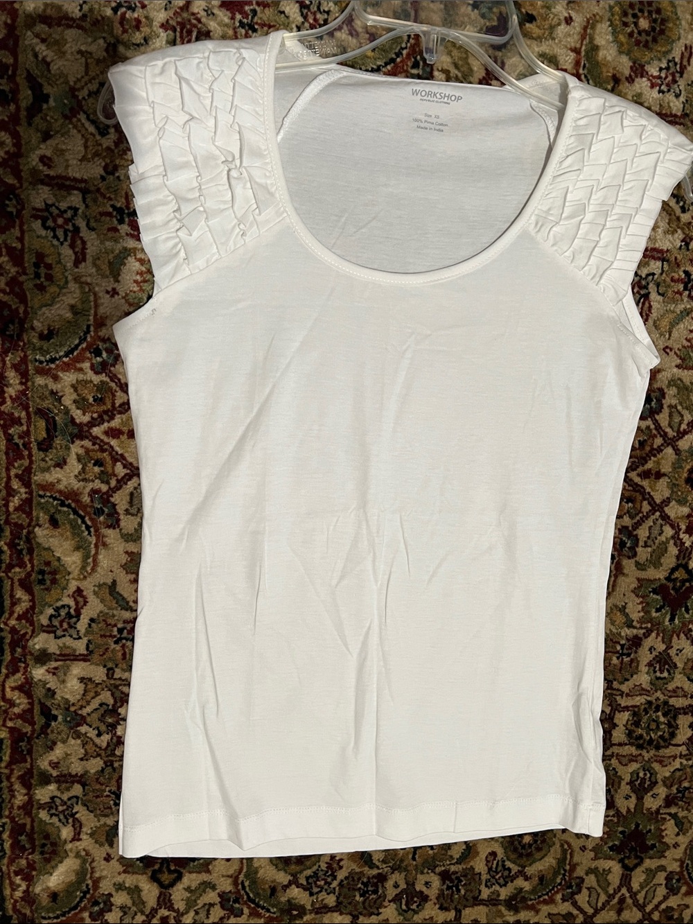 Workshop Republic Clothing White Ruffle Shoulder Tank Top Size XS